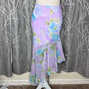 Janette Purple Floral Ruffle Sheer Fairycore Skirt